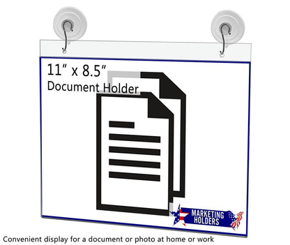 11"W x 8.5"H Window Mount Sign Holder Suction Cup with Hooks