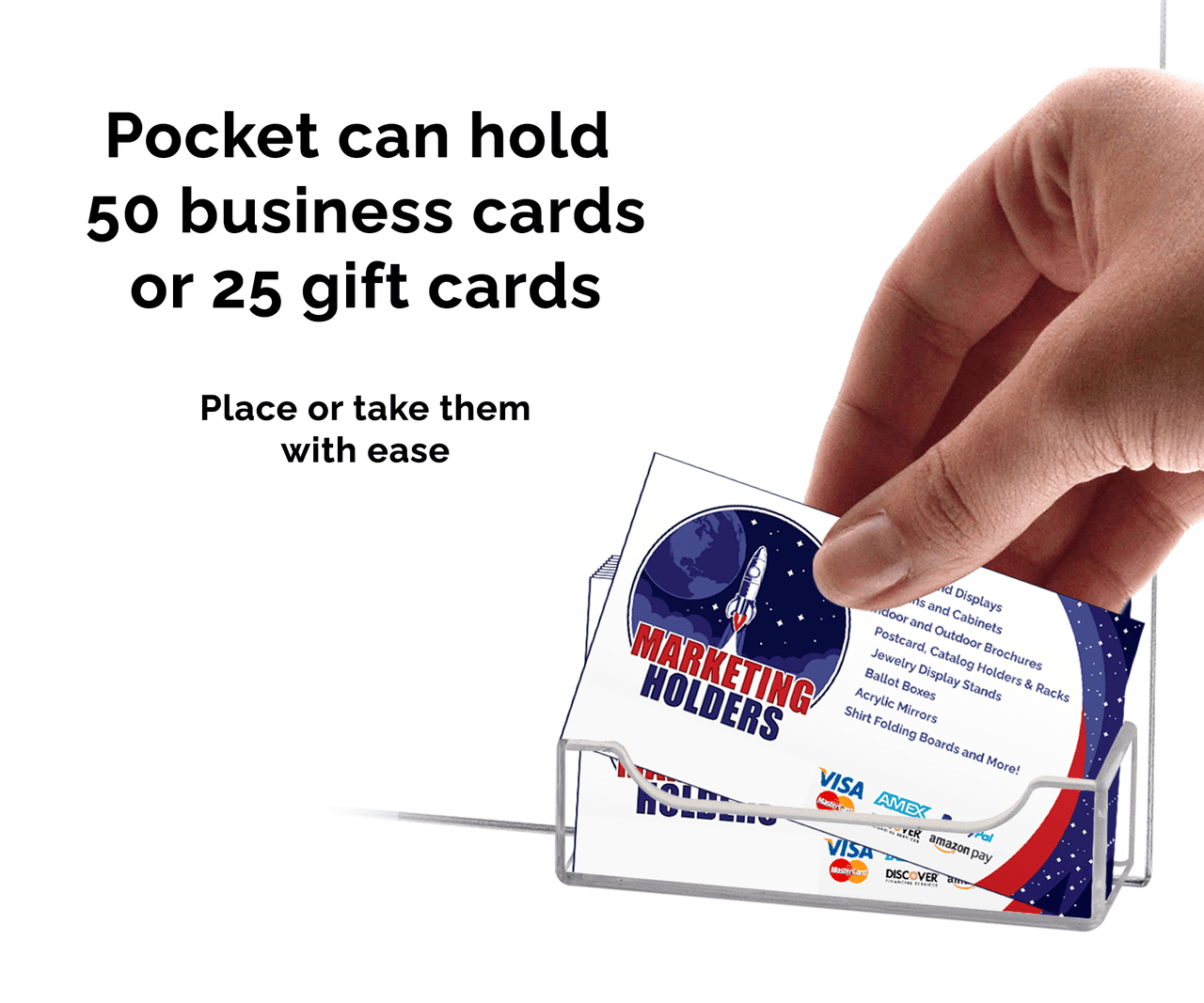 11"W x 8.5"H Wall Sign Holder with Business Card Pocket and Tape