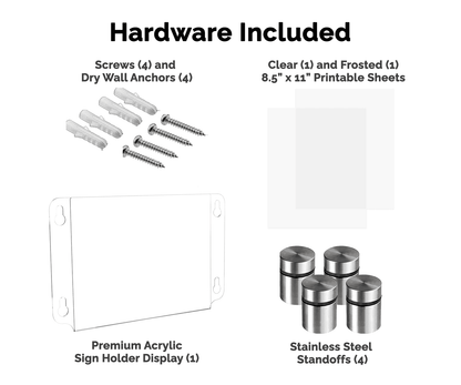 11"W x 8.5"H Sign Holder with Standoffs Flyer Hours
