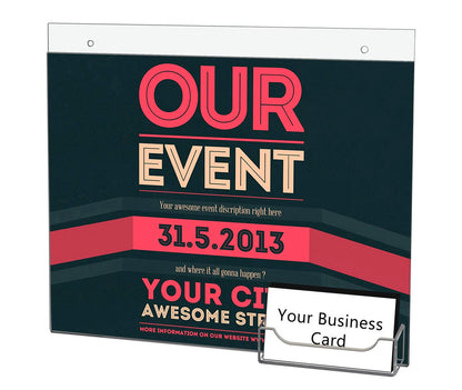 11"W x 8.5"H Wall Sign Holder with Business Card Pocket and Hardware