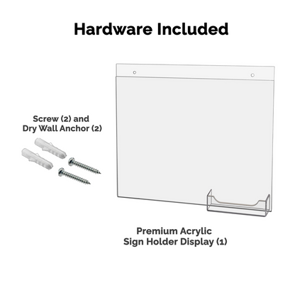 11"W x 8.5"H Wall Sign Holder with Business Card Pocket and Hardware