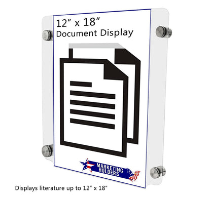 12"W x 18"H Sign Holder with Standoffs Flyer Poster Frame