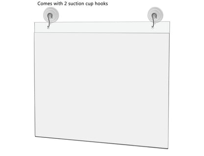 14"W x 11"H Window Mount Sign Holder Suction Cup with Hooks