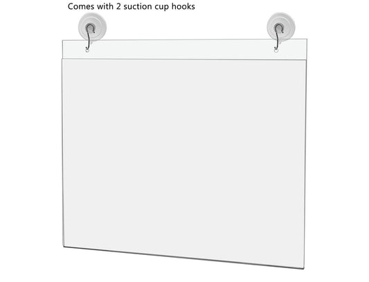 14"W x 11"H Window Mount Sign Holder Suction Cup with Hooks