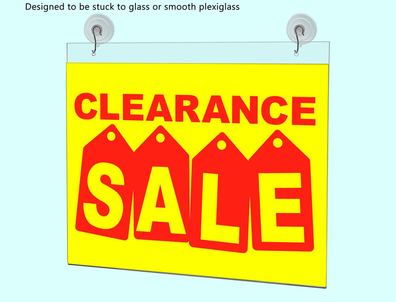 14"W x 11"H Window Mount Sign Holder Suction Cup with Hooks