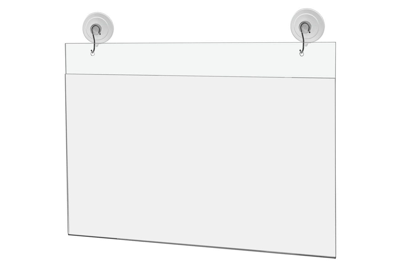 14"W x 8.5"H Window Mount Sign Holder Suction Cup with Hooks