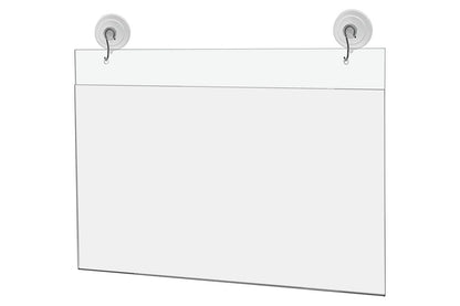 14"W x 8.5"H Window Mount Sign Holder Suction Cup with Hooks