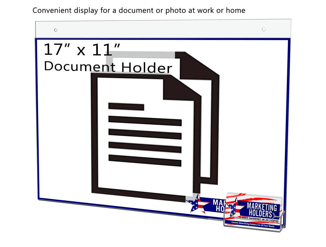 17"W x 11"H Wall Sign Holder with Business Card Pocket and Hardware