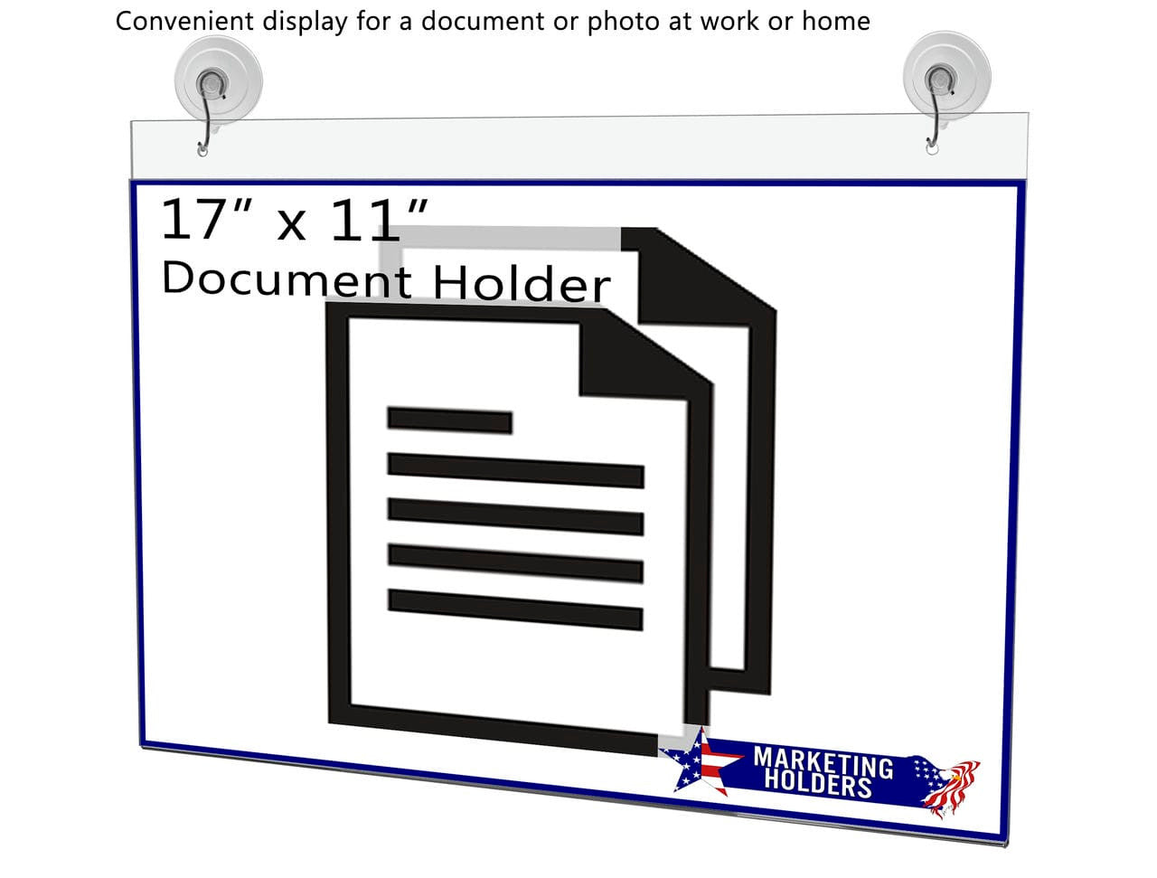 17"W x 11"H Window Mount Sign Holder Suction Cup with Hooks