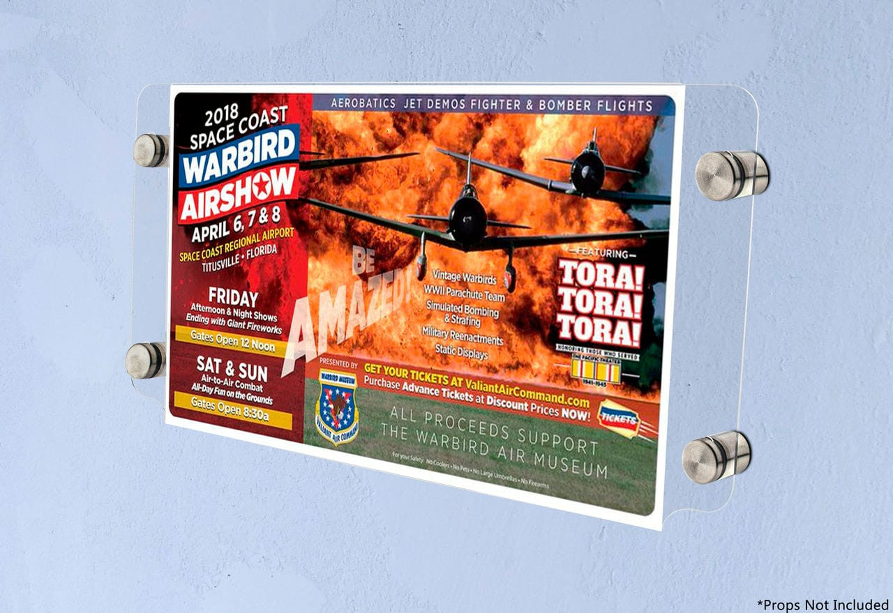 17"W x 11"H Sign Holder with Standoffs Image Poster Wall Frame