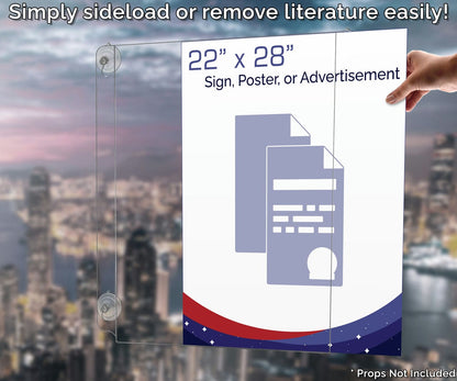 22"W x 28"H Window Poster Holder Double Sided with Suction Cups