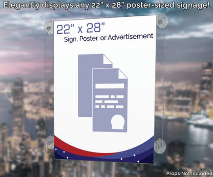 22"W x 28"H Window Poster Holder Double Sided with Suction Cups