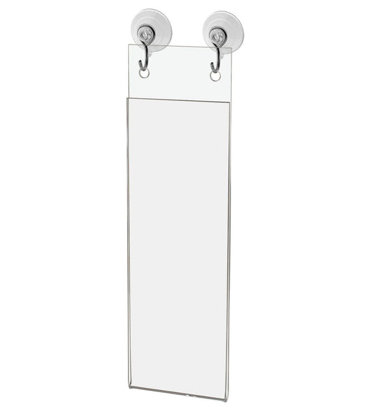 Small 2"W x 6"H Window Sign Holder with Suction Cup Hooks