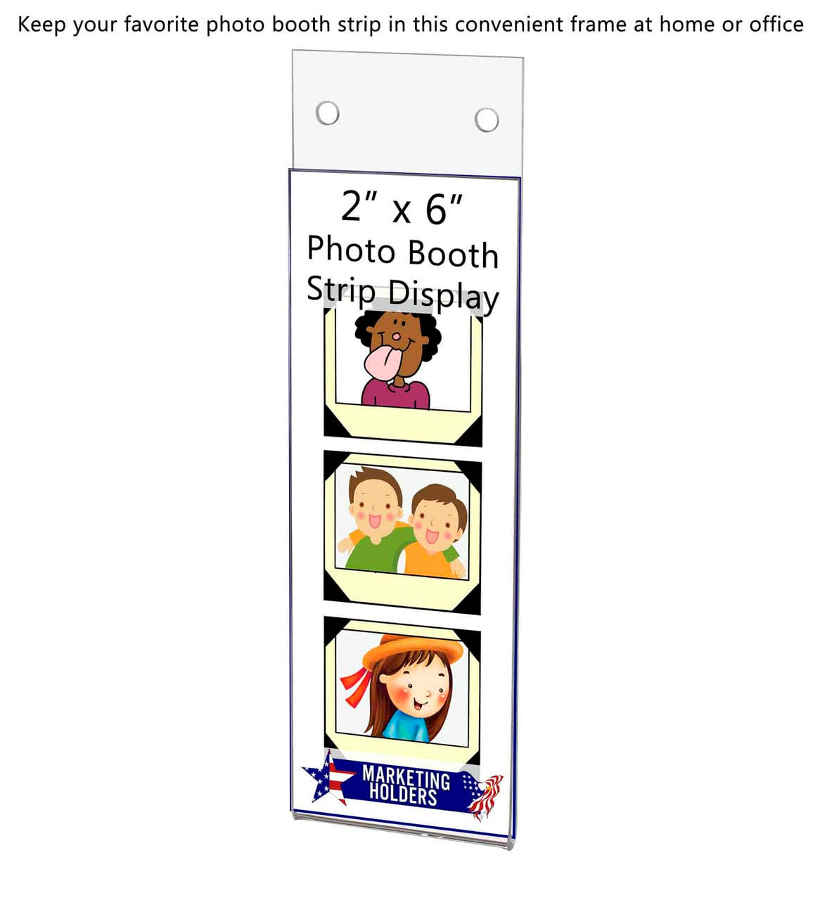 2"W x 6"H Photo Booth Strip Frame With Holes Sign Holder Display