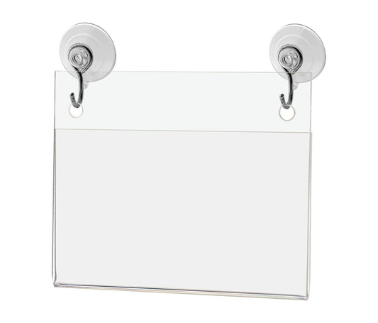 3.5"W x 2"H Window Mount Sign Holder Suction Cup with Hooks