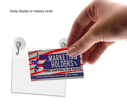 3.5"W x 2"H Window Mount Sign Holder Suction Cup with Hooks