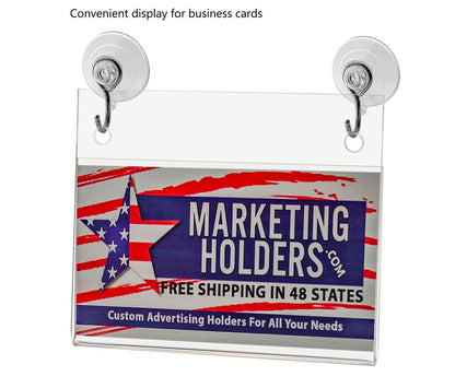 3.5"W x 2"H Window Mount Sign Holder Suction Cup with Hooks