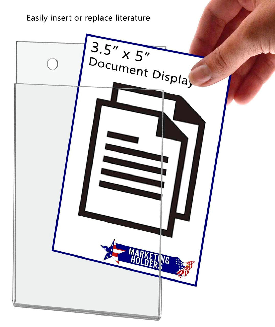 3.5"W x 5"H Small Sign Holder Vertical Ad Frame with Holes