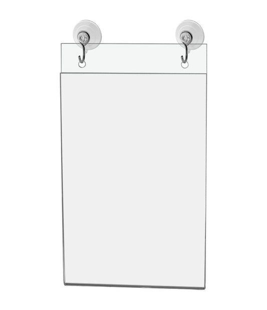 4"W x 6"H Window Mount Sign Holder Suction Cup with Hooks