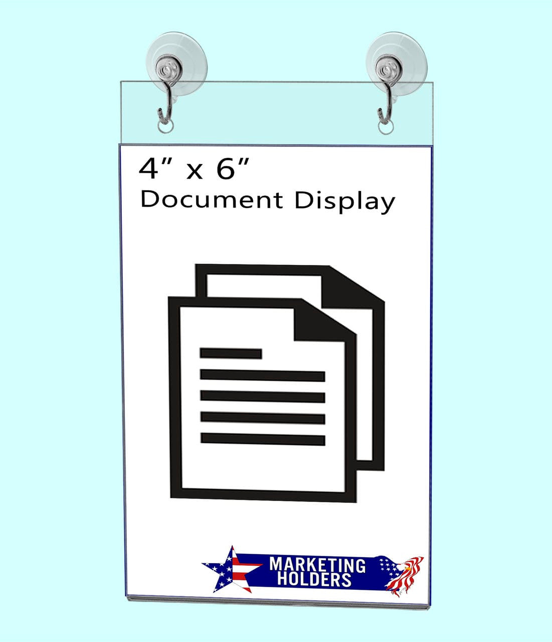 4"W x 6"H Window Mount Sign Holder Suction Cup with Hooks