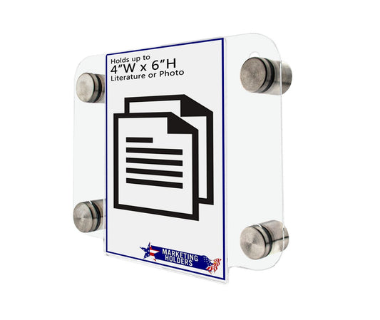 4"W x 6"H Small Image Display Retail Sign Holder with Standoffs