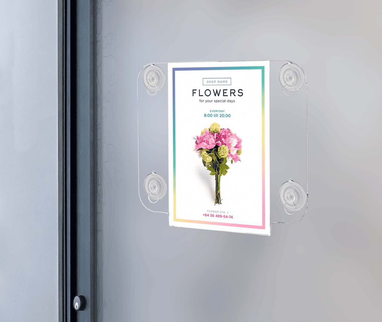 4"W x 6"H Window Sign Holder Double Sided with Suction Cups