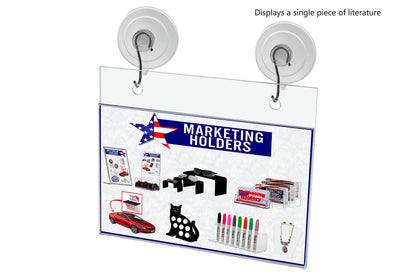 5.5"W x 3.5"H Window Mount Sign Holder Suction Cup with Hooks