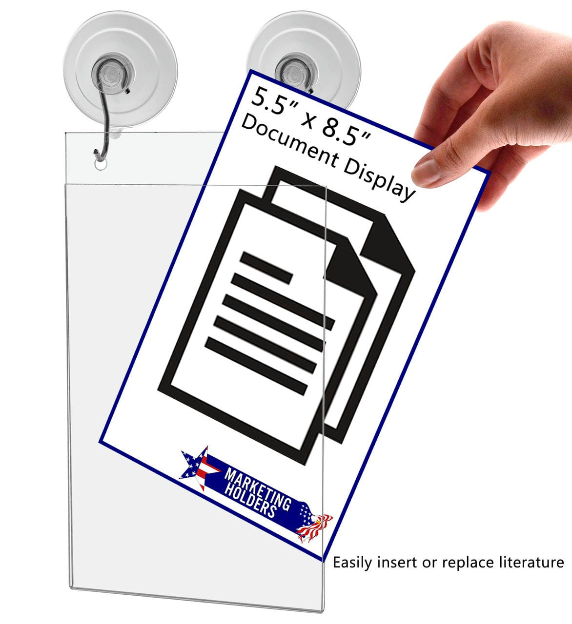 5.5"W x 8.5"H Window Mount Sign Holder Suction Cup with Hooks