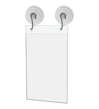5.5"W x 8.5"H Window Mount Sign Holder Suction Cup with Hooks