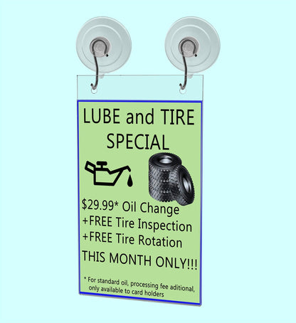 5.5"W x 8.5"H Window Mount Sign Holder Suction Cup with Hooks