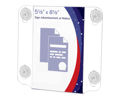 5.5"W x 8.5"H Window Sign Holder Double Sided with Suction Cups