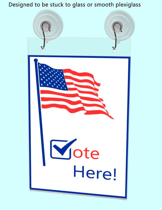 5"W x 7"H Window Mount Sign Holder Suction Cup with Hooks