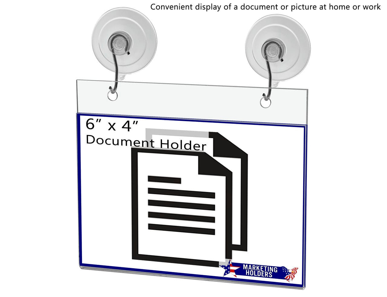 6"W x 4"H Window Mount Sign Holder Suction Cup with Hooks