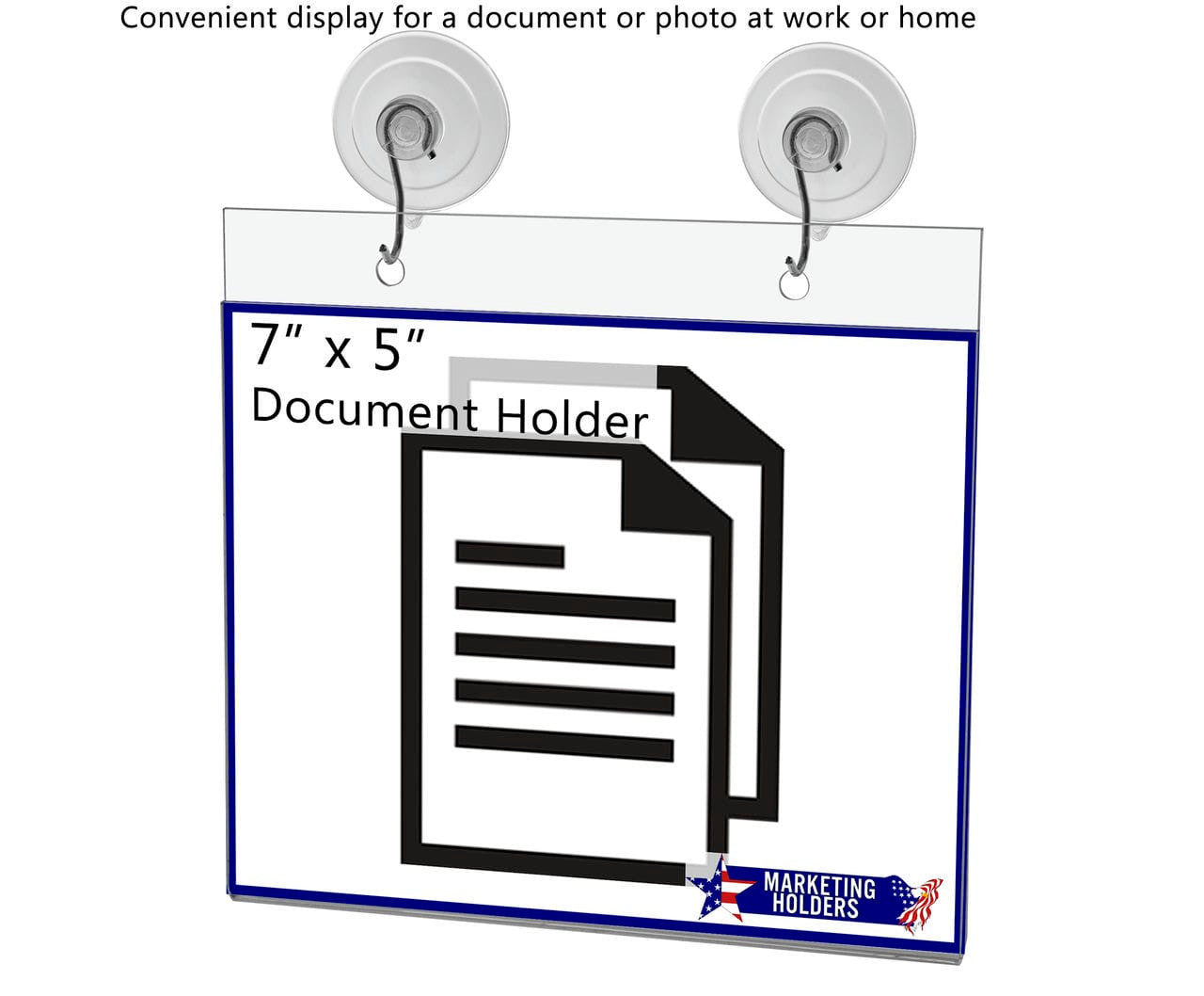 7"W x 5"H Window Mount Sign Holder Suction Cup with Hooks