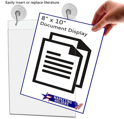 8"W x 10"H Window Mount Sign Holder Suction Cup with Hooks