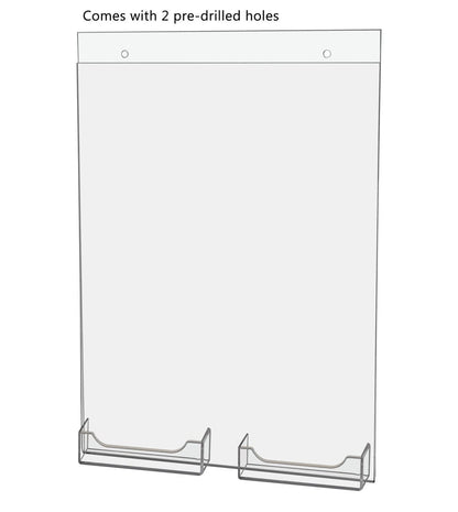 8.5"W x 11"H Sign Holder with 2 Business Card Pockets and Hardware