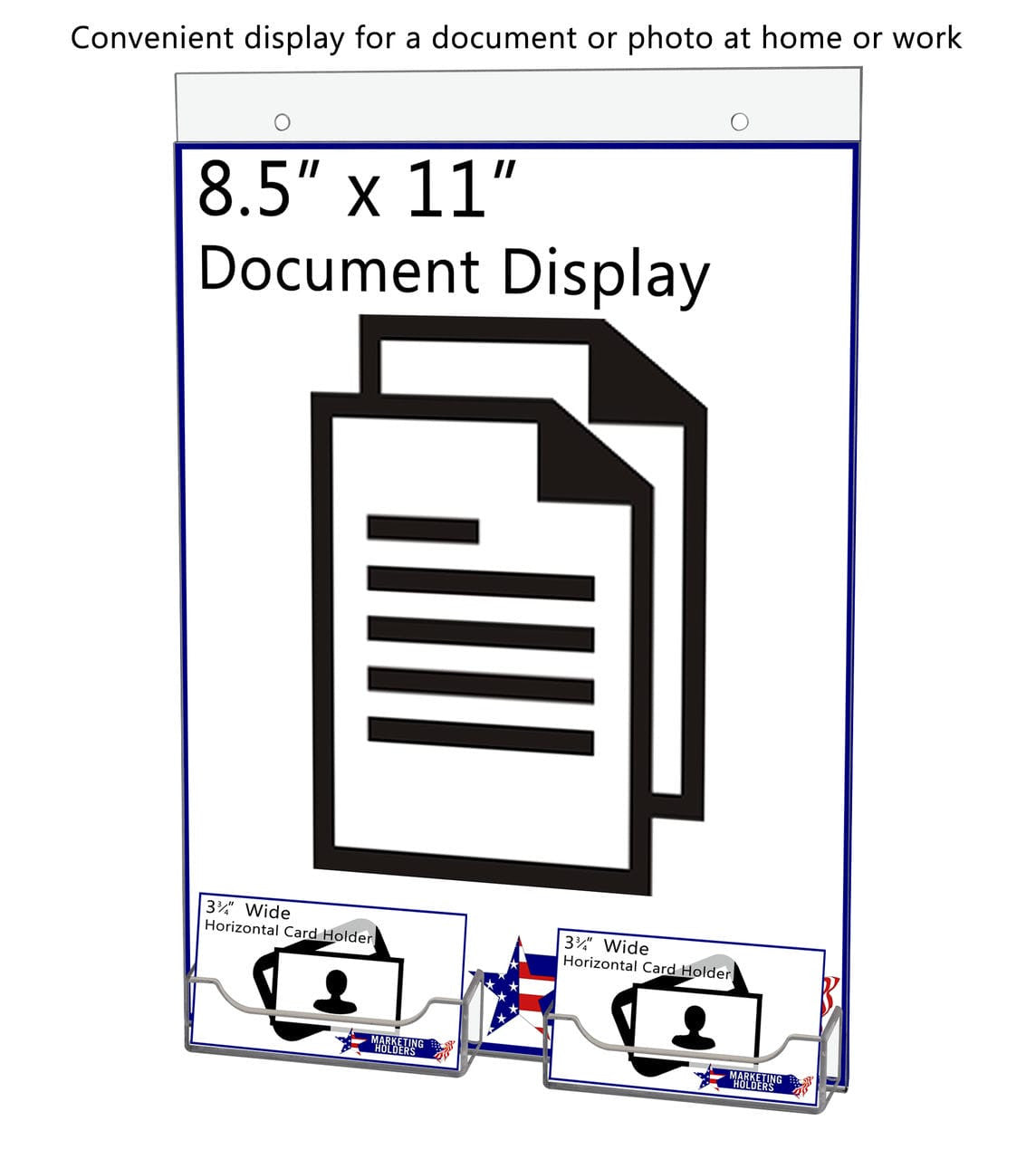 8.5"W x 11"H Sign Holder with 2 Business Card Pockets and Hardware
