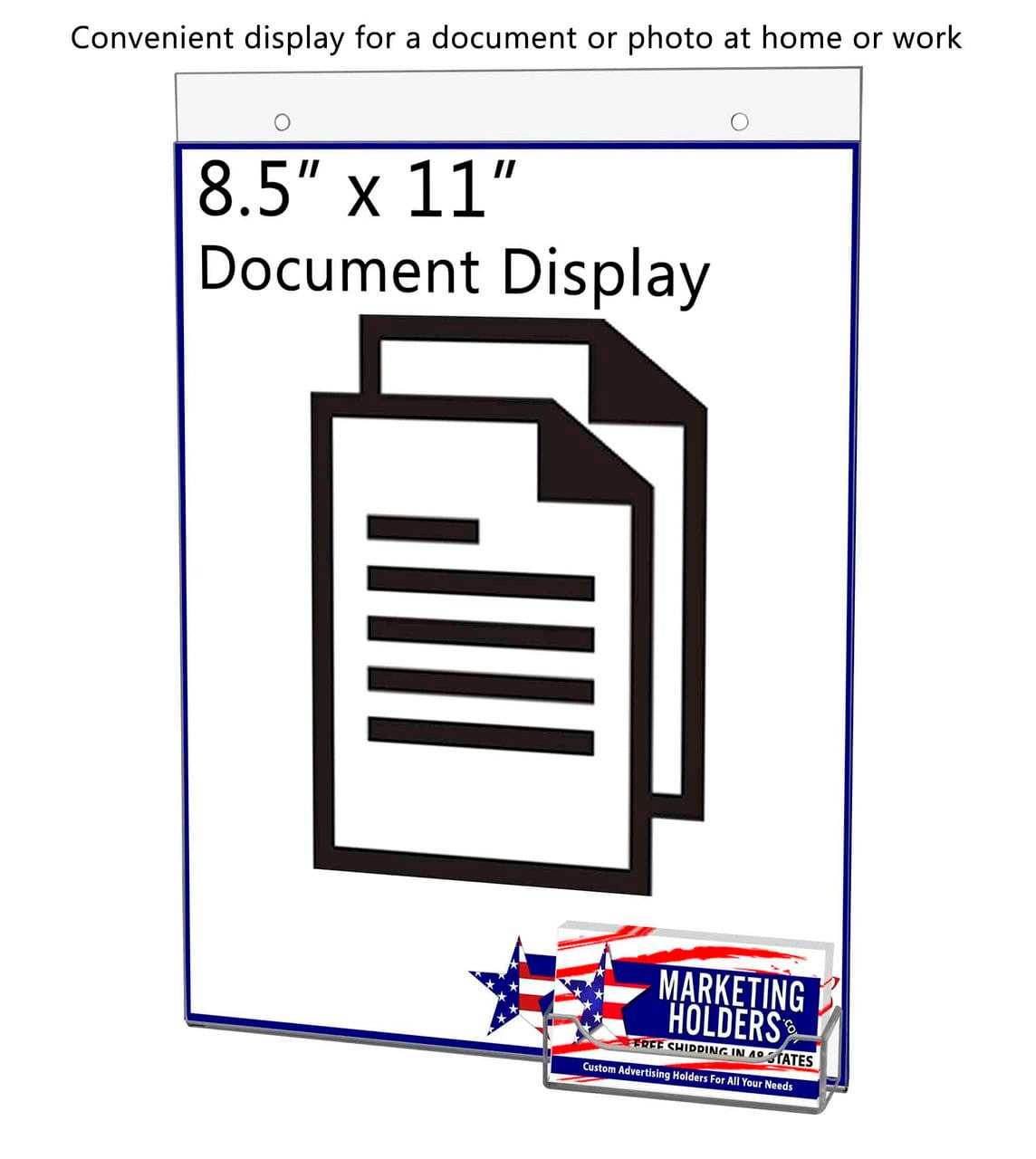 8.5"W x 11"H Wall Sign Holder with Business Card Pocket and Hardware