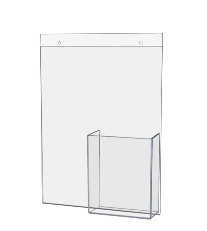 8.5"W x 11"H Wall Sign Holder with Brochure Pocket and Hardware