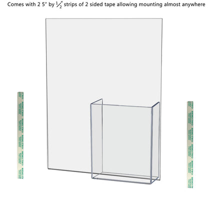 8.5"W x 11"H Wall Sign Holder with Brochure Pocket and Tape