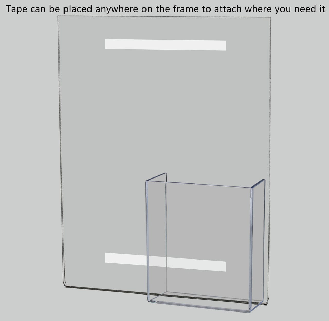 8.5"W x 11"H Wall Sign Holder with Brochure Pocket and Tape