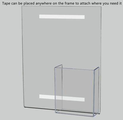 8.5"W x 11"H Wall Sign Holder with Brochure Pocket and Tape
