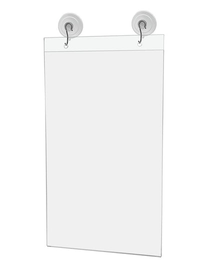 8.5"W x 14"H Window Mount Sign Holder Suction Cup with Hooks