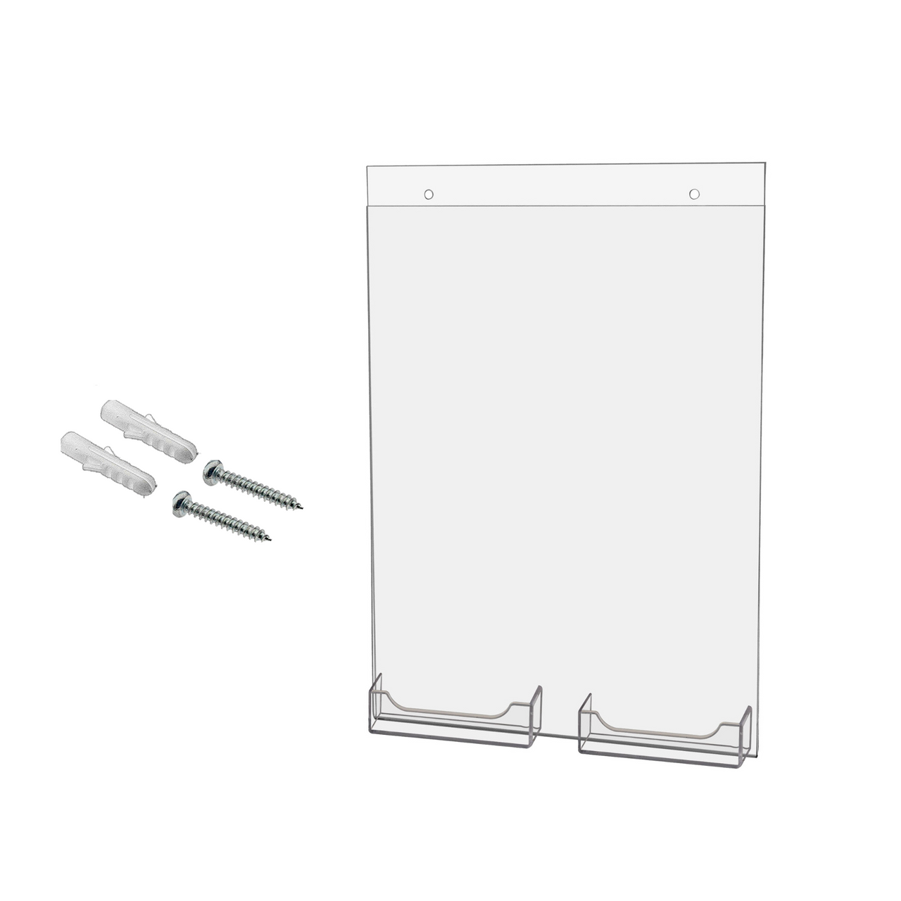 8.5"W x 11"H Sign Holder with 2 Business Card Pockets and Hardware