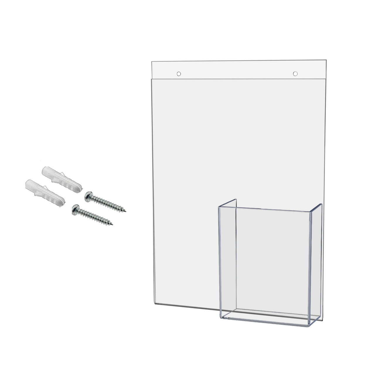 8.5"W x 11"H Wall Sign Holder with Brochure Pocket and Hardware