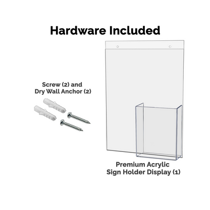 8.5"W x 11"H Wall Sign Holder with Brochure Pocket and Hardware