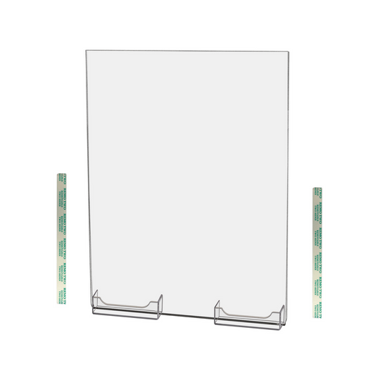 8.5"W x 11"H Wall Sign Holder with 2 Business Card Slots and Tape
