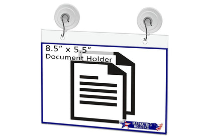 8.5"W x 5.5"H Window Mount Sign Holder Suction Cup with Hooks