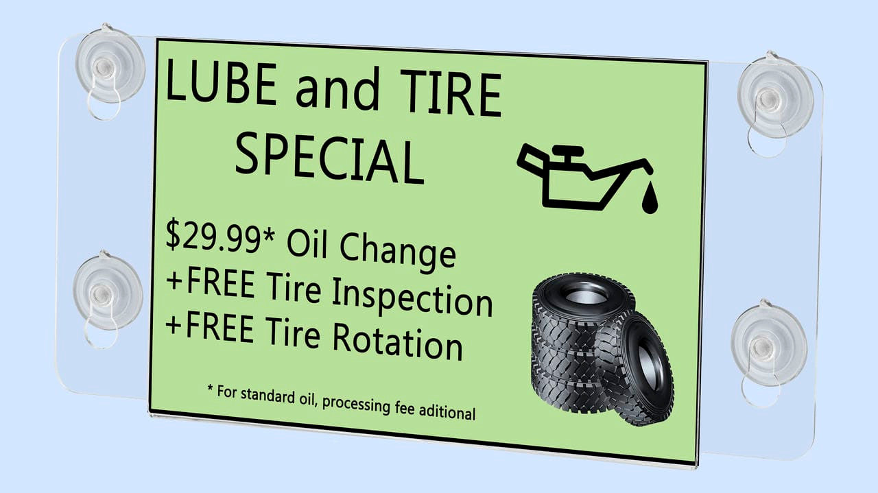 Sign Holder 8.5"W x 5.5"H Double Sided Display with Suction Cups