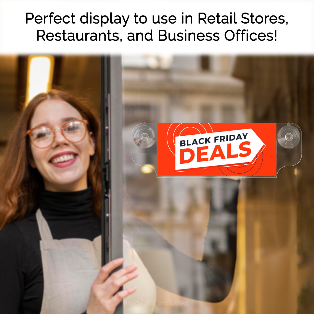 9"W x 4"H Window Sign Holder Double Sided with Suction Cups